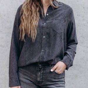 Rails silk snakeskin print button down